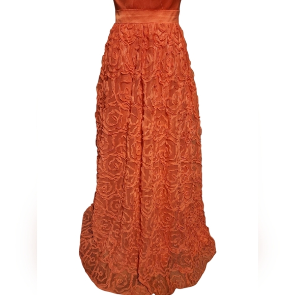 Hailey Logan By Adrianna Propell Coral Rosette Strapless Gown - Picture 5 of 14